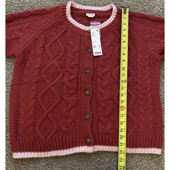 Urban Outfitters Kimchi Blue Womens Cable Knit Cardigan Floral‎ Button Sz Medium - Picture 9 of 9